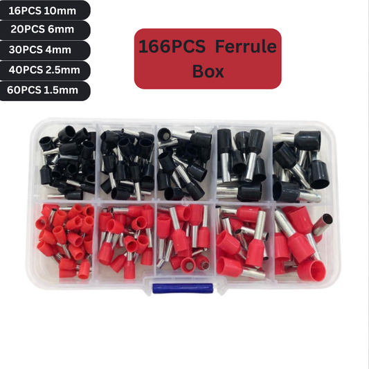 Wire Ferrules Box 166PCS Single Ferrule Connectors Insulated Tinned Brass Pins Set For Electrician Terminal Block End Sleeve Crimps