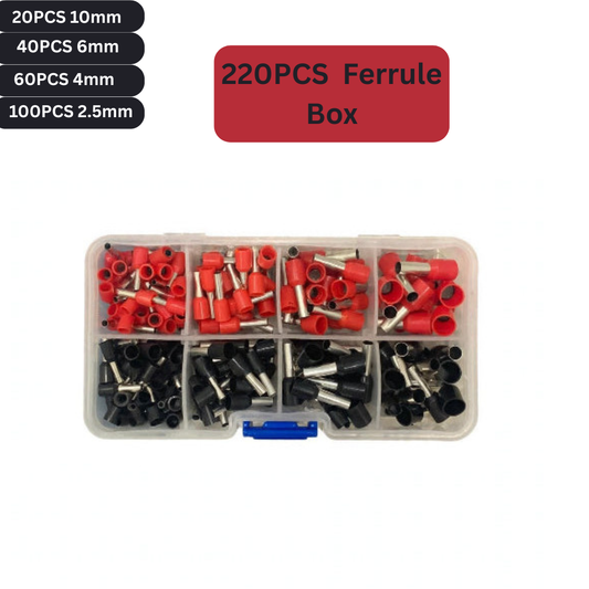 Wire Ferrules Box 220PCS Single Ferrule Connectors Insulated Tinned Brass Pins Set For Electrician Terminal Block End Sleeve Crimps