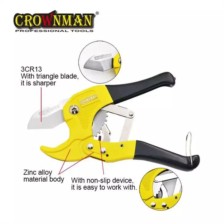 CROWNMAN PVC Pipe Cutter 42MM Stainless Steel Triangle Blade Cutting Sharp